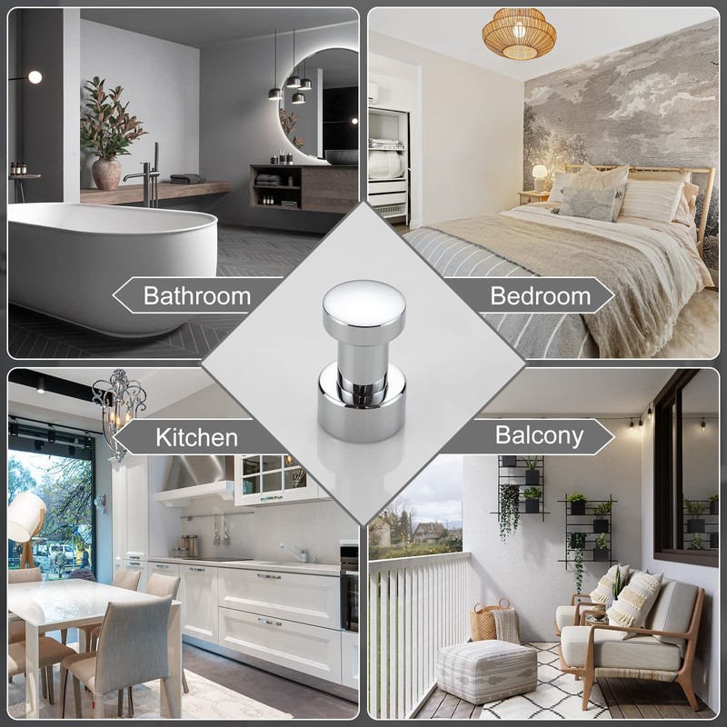 BVL Brass Robe Hook, 5 Pack, Chrome, Wall-Mounted, for Bathroom