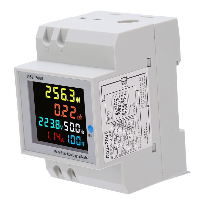 D52-2066 Household Watt-Hour Meter LCD Display Electricity Meter 6 Parameters