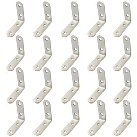 AKVIBG 20 Pack L Bracket, 2x2 Inch Corner Braces Stainless Steel Angle Braces, Joint Bracket for Wood Furniture/Cabinet, Silver