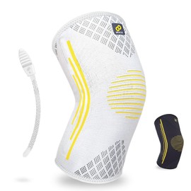 Bracoo KE92 Knee Sleeve for Knee, Elastic Knee Support for Men and Women with Compression Effect and Side Stabilisers, Ideal for Volleyball, Fitness, Sports and Everyday Use (Grey, Large)