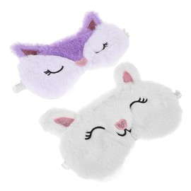 Baluue 2pcs Cute Plush Eye Masks for Sleeping Cartoon Rabbit Fox Design Soft Comfortable Sleep Masks for Adults Light Blocking Blindfolds for Sleep