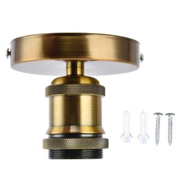 CHICIRIS Portalámparas Vintage, Portalámparas Colgante Retro, toma de luz, Portalámparas de Techo E26 E27 Vintage con Accesorios para Iluminación Industrial, Decorativa, Bricolaje (Pátina de Oro)