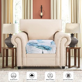 SearchI Stretch Printed Sofa Couch Cushion Covers Replacement Chair Cushion Slipcovers Sofa Seat Cover Furniture Protector Sofa Slipcover Soft with Elastic Bottom(Small,Leaf Pattern)