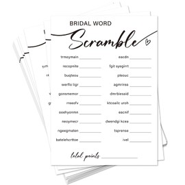 bxtala Bridal Shower Game Cards, Bridal Word Scramble, Wedding Games for Guests, 30 Game Cards with 1 Answer Card, Engagement Wedding Party Supplies