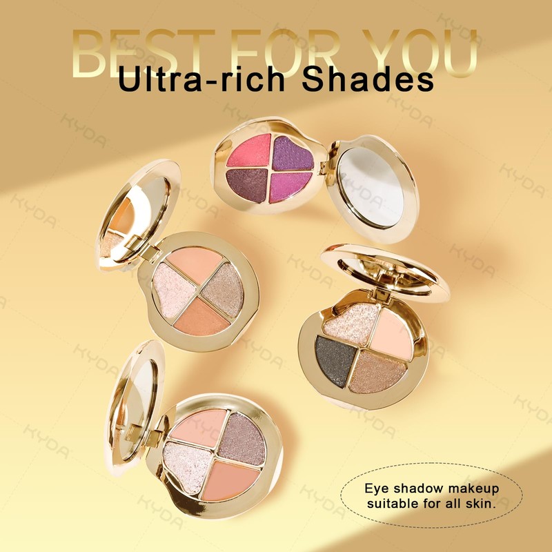 4 Colors Eyeshadow Palette, Neutral Brown Matte Eyeshadow, Pearl Metallic