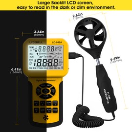 LYCEBELL LC-846A Pro Anemometer, Wind Speed Meter, Wind Velocity Airflow CFM Meter, Measures HVAC with Back Light LCD, for Sailing Drone Fishing (Suitcase Included)