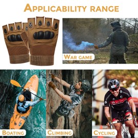 BaHoki Essentials Fingerless Training Gloves - Neoprene Material with Non Slip Fabric Palm Grip - Climbing Gloves (Tan, Medium)