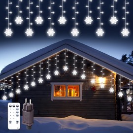 ZEWETO Outdoor Christmas Lighting, Icicle Fairy Lights, Outdoor 11.5 m, Power Operated, 240 LEDs, IP44, 8 Modes, Fairy Lights for Christmas Decoration, Outdoor, Party, Window, Balcony, Patio (White)