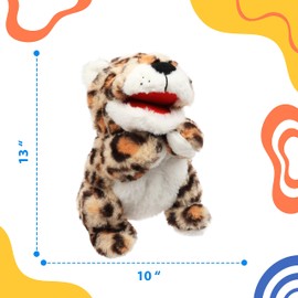 Cuteoy Plush Cheetah Hand Puppet Stuffed Animal Toy Open Movable Mouth Creative Role Play Storytelling Plushies Gifts for Kids Toddlers Birthday Christmas