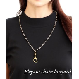 Sopopal Lanyards for ID Badges Gold Silver Chain Lanyard Id Holder for Women Stainless Steel Lanyard (Gold K)