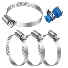 SGERUFZ Pack of 4 Endless 304 Stainless Steel Adjustable Hose Clamps Hose Binder, Hose Clamp Rustproof for Petrol Hose, Diesel Line, Water Pipe, House Gas Pipe (46-70 mm)