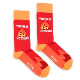 Cockney Spaniel You’re a Hot Slice – Fun and Quirky Red Pizza-Themed Crew Socks for Men | UK 6-11 (EUR 41-46 | US 7-12) | Unique Gift for Pizza Lovers, Birthdays, Christmas, or Any Occasion