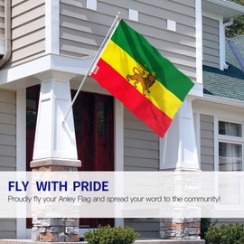 Anley Fly Breeze 90 x 150 cm Bandera Etiopía con León - Colores Vivos y Resistentes a Rayos UVA - Bordes Reforzados con Lona y Doble Costura