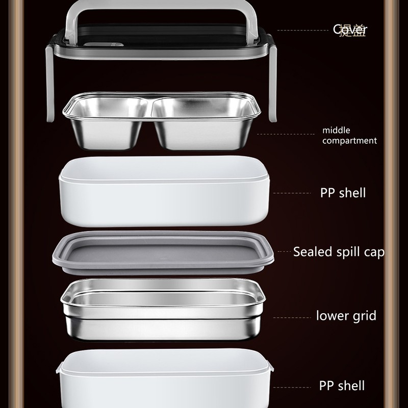 Bento Box 304 Stainless Steel Microwaveable with Chopsticks and Spoon