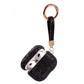 Glitter Case Compatible with AirPods 3rd Generation with Keychain Shockproof Protective Case with Rhinestones for AirPods 3 Charging Case (Black with Keychain)