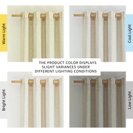 NICETOWN Natural Linen Curtains 84 inch Long 2 Panels Set, Grommet Top Thick Linen Burlap Semi Sheer Vertical Drapes Privacy Assured with Light Filtering for Bedroom/Living Room, W55 x L84