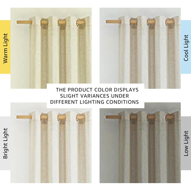 NICETOWN Natural Linen Curtains 84 inch Long 2 Panels Set,