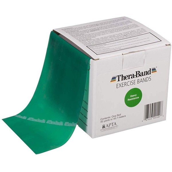 THERABAND Resistance Bands, 50 Yard Roll Professional Latex Elastic Band For Upper & Lower Body & Core Exercise, Physical Therapy, Pilates, At-Home Workout, & Rehab, Green, Heavy, Intermediate Level 1
