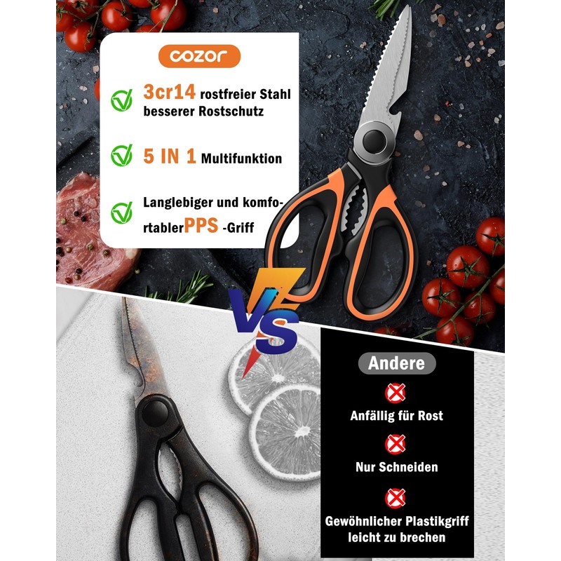 Kitchen Scissors, Household Scissors Made of Stainless Steel, Sharp Durable