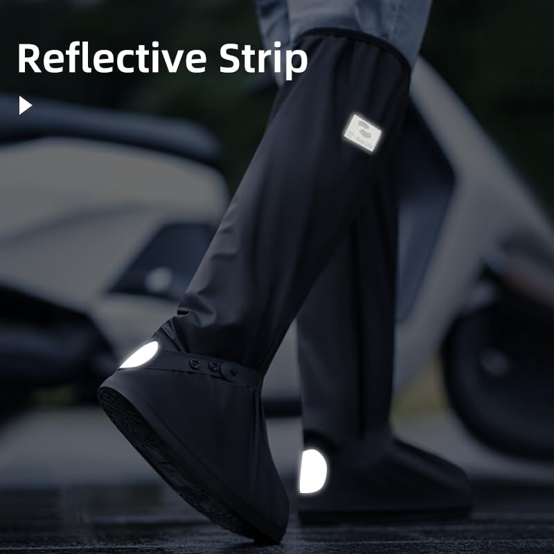 RINJOY High Top Rain Shoe Covers with Zipper, Reflective Waterproof