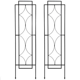 Sunnydaze 2-Piece Chic Diamonds Design Garden Trellis for Climbing Plants Set - Metal Decorative Outdoor Plant and Flower Trellis - 60-Inch Tall Each - Black