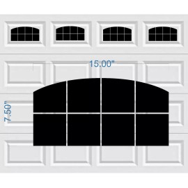 WrenGifts Carriage House Arched Window Style Faux Garage Door Vinyl Decals Fits 8 x 15  - Single Door, Matte Black