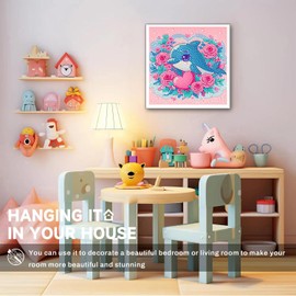 GOUGOUFAFA Dolphin Diamond Art for Kids with Frame- Small Diamond Painting Kits for Kids, Big Gem Arts and Crafts for Kids(7x7inch)