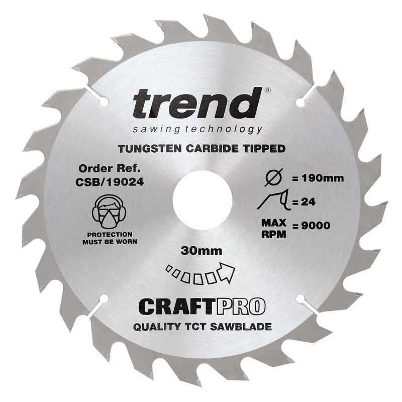 Trend Wood Circular Saw Blade, 190mm Diameter, 30mm Bore, 24