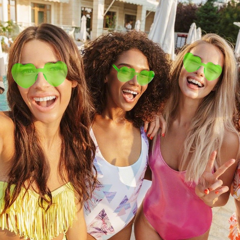 Semato 2 Pcs Neon Green Heart Shaped Sunglasses