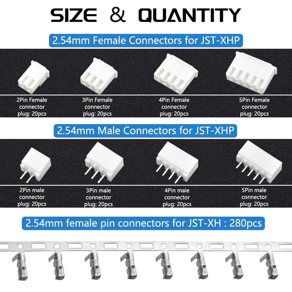 WMYCONGCONG 440 PCS 2.54mm 2 3 4 5 Pin Housing