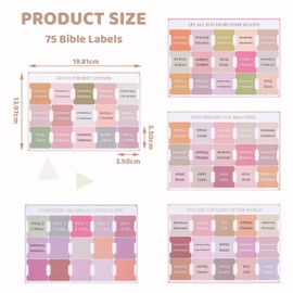 TELAIN 75 Laminated Bible Tabs, Large Print Bible Chapter Tabs, Boho Theme, Neutral Labels for Women and Men, Easy to Read and Apply