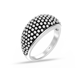 LeCalla 925 Sterling Silver Lightest Latest Italian Designed Caviar Beads Pattern Stacking Finger Ring Beads Statement Ring for Women (Ring Size - 8 No.), Sterling silver, No Gemstone