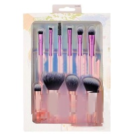 Juego de 10 Brochas de Maquillaje de Viaje Mini Kit, Cosmético Función Completa para Polvos Faciales Base Sombra de Ojos Corrector Mezclar