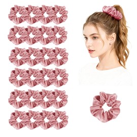 24Pack Satin Scrunchies For Women Silky Scrunchy Silk Hair Ties Ponytail Holder Hairs Bow Ropes Elastics Hairtie Accessories