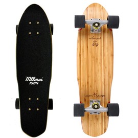 LMAI 27" Bamboo Wood Cruiser Complete Skateboard Longboard (Black Fly)