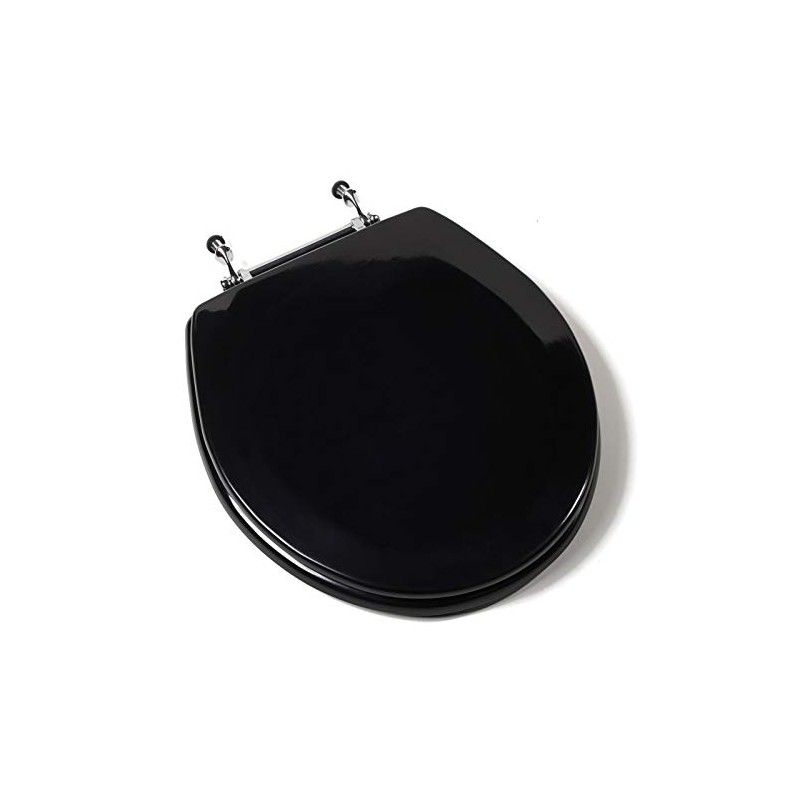 Deluxe Molded Wood Seat, Black, Chrome Hinge, Round Closed Front