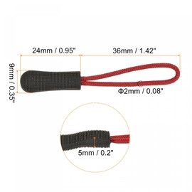 sourcing map Zipper Pulls Pull Head Handle Replacement Tab Tags Cord Extension for Backpacks Bags Handbags, Black Red Pack of 20