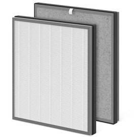 2 Packs Upgraded 3-in-1 HE402 Replacement Filter for Shark HE400 HE401 HE402 HE405 4 Fans Air Cleaner Purifier, 3 Stages Filtration with H13 True HEPA, Activated Carbon Filters, Part # HE4FKPET