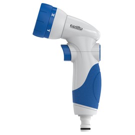 One-Touch Blue White Hose Irrigation Gun with Standard Connection, 2 Finger Operation, Ergonomic Sprayer, Very Easy to Handle.