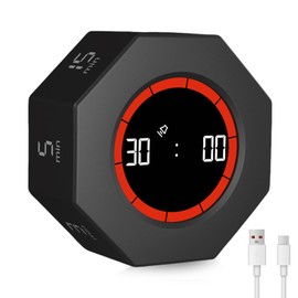 Digital Gravity Flip Timer 1/3/5/15/30/60/90 Minutes Countdown Timer, Pomodoro Timer Cube Cube Hexagon Flip Clock Visual Timer, for Work, ADHD, Office, Task, Meeting, Learning