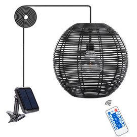 Outdoor Chandelier Solar Pendant Light Outdoor Hanging Lantern Solar Outdoor Chandelier with Remote Dimmable for Porch Patio Gazebo Garden Yard Decoration Black