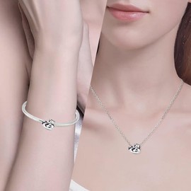 NUNUYAYA Charms Beads 925 Sterling Silver Rainforest Friends Duo Dangle Pendant with 5A Cubic fits for Charms Bracelets for Woman Mother's Day Christmas Birthday Gift of packs 2, Silver, Cubic