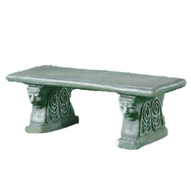 Dollhouse Grey Stone Aged Garden Bench Seat Miniature Garden Park Furniture