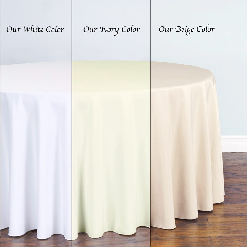 LinenTablecloth 108-Inch Round Polyester Tablecloth Beige