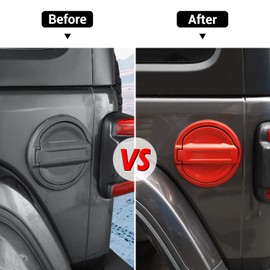 JWWY for JL Wrangler Fuel Tank Cover Gas Cap Petrol Tank Fuel Filler Cover Trim Fit for 2018-2025+ Jeep Wrangler Exterior Accessories JL 2/4 Door Aluminum Alloy Red