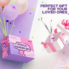 Arrtx Acrylic Paint Pens 60B,Brush Tip Acrylic Markers for Rock Painting,Glass,Stone,Wood,Ceramic Fabric