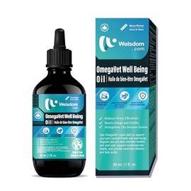 Welsdom Pets OmegaVet Well-Being Oil for Pets - 30mL | High Omega-3 & Vitamin Blend | Supports Skin, Coat, Heart, & Immune Health | Bacon-Flavored Liquid Formula