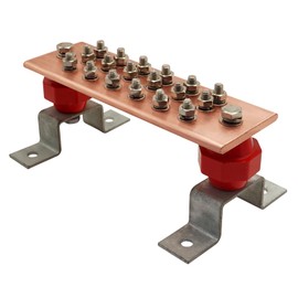 1500A Copper Ground Bar kit,10"x 3.15"x 0.31" Universal Wall Mount Grounding Bus Bar with UL Material 2500V BusBar Insulators