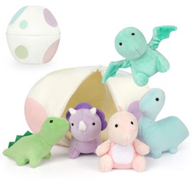 KOPHINYE Plush Dinosaur Stuffed Animals, 5 PCS Dino Plush Toys and Egg Bag Set, Cute Small Dinosaur Plushie Toy for Kids Toddlers Boys, Birthday, Themed Party Decorations