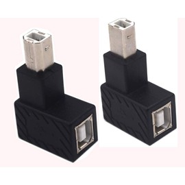 Traovien 90 Degree USB B Printer Adapter, 2 Pack Left & Right USB Type B Male to Female Printing and Data Transferring Extension Adapter Connector for Printer Scanner HDD (Left & Right)